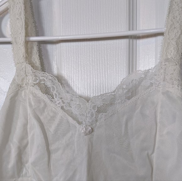 Vintage Lace Trim Florette Center Ivory Pick-Up Stitch Nylon Slip Cami Size M - Picture 5 of 8